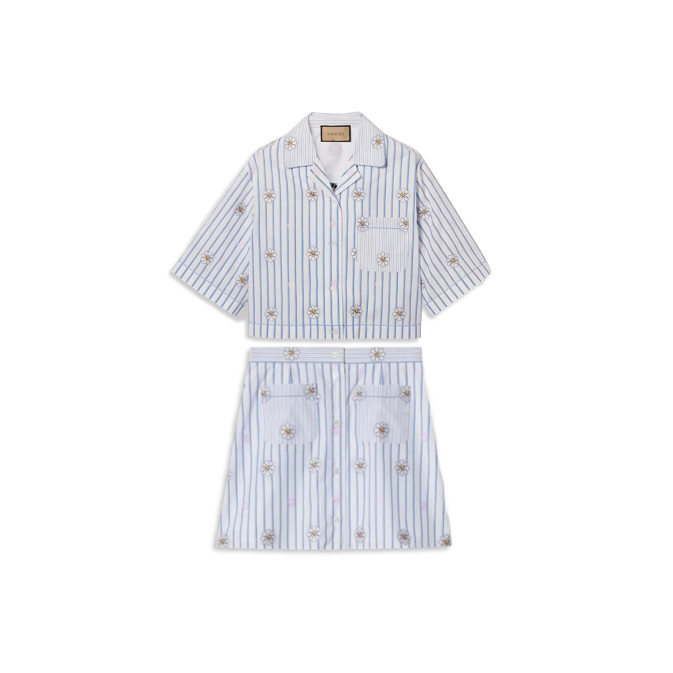 GUCCI SS24 FLORAL STRIPED PRINT SHORT-SLEEVED SHIRT 781761